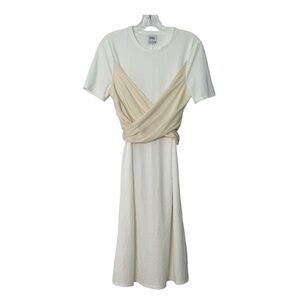 Zara white t-shirt midi dress with cream colored sash